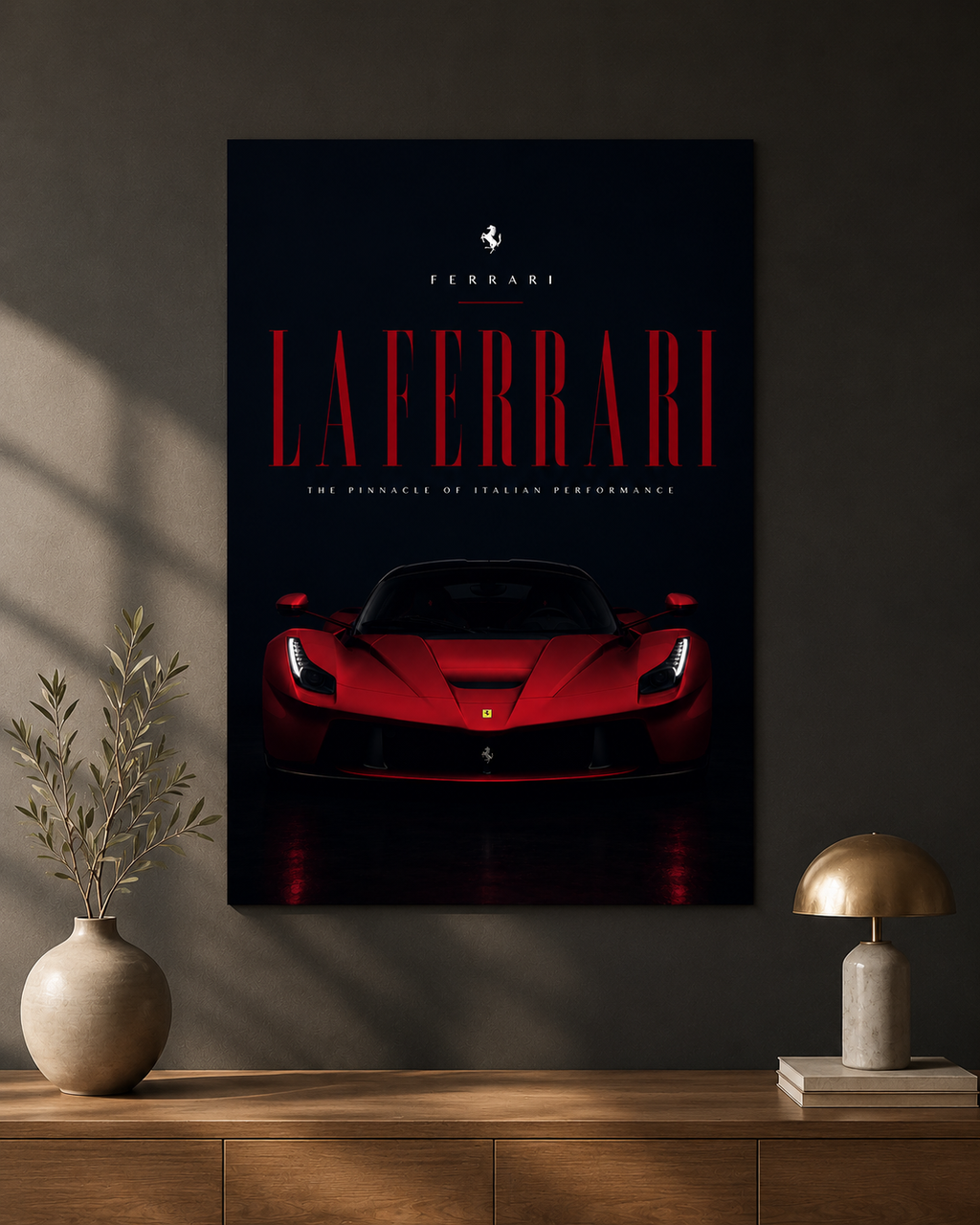 LaFerrari Wall Art Print | Red Hypercar Midnight Poster | Italian Supercar Decor