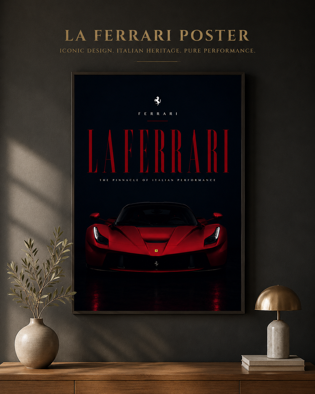 LaFerrari Wall Art Print | Red Hypercar Midnight Poster | Italian Supercar Decor