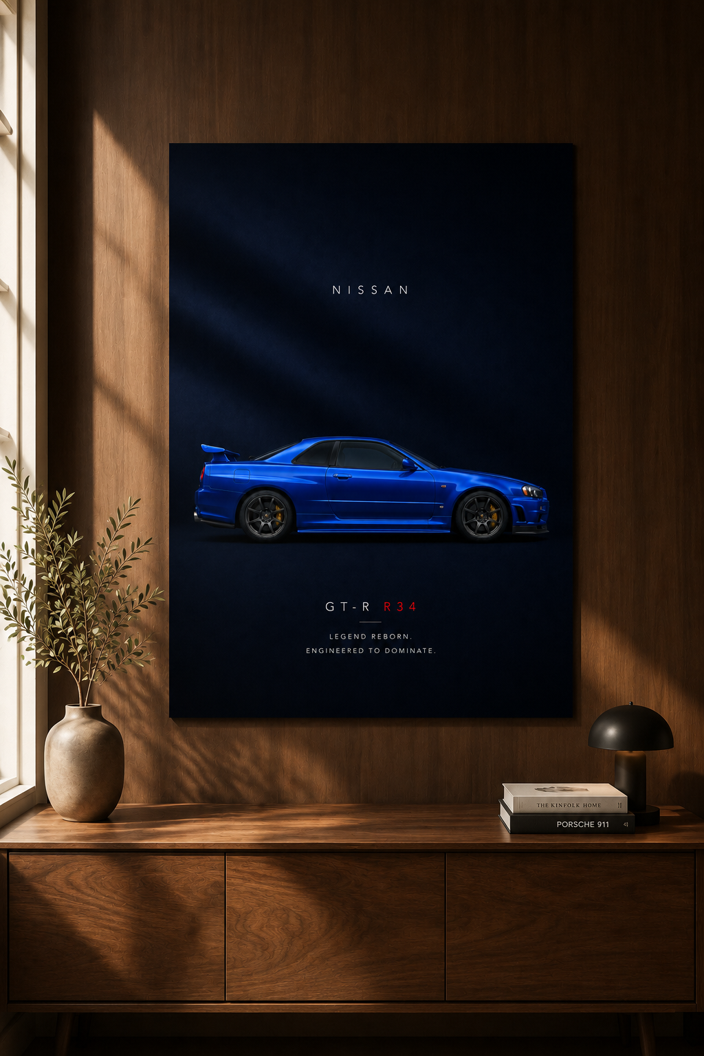 NISSAN GT-R R34 Wall Art Print | Bayside Blue JDM Poster
