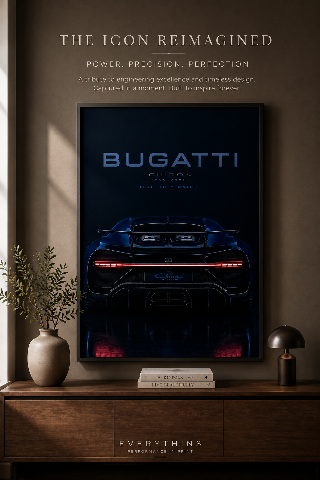 Chiron Nocturne Wall Art Print | Blue Midnight Hypercar Poster |