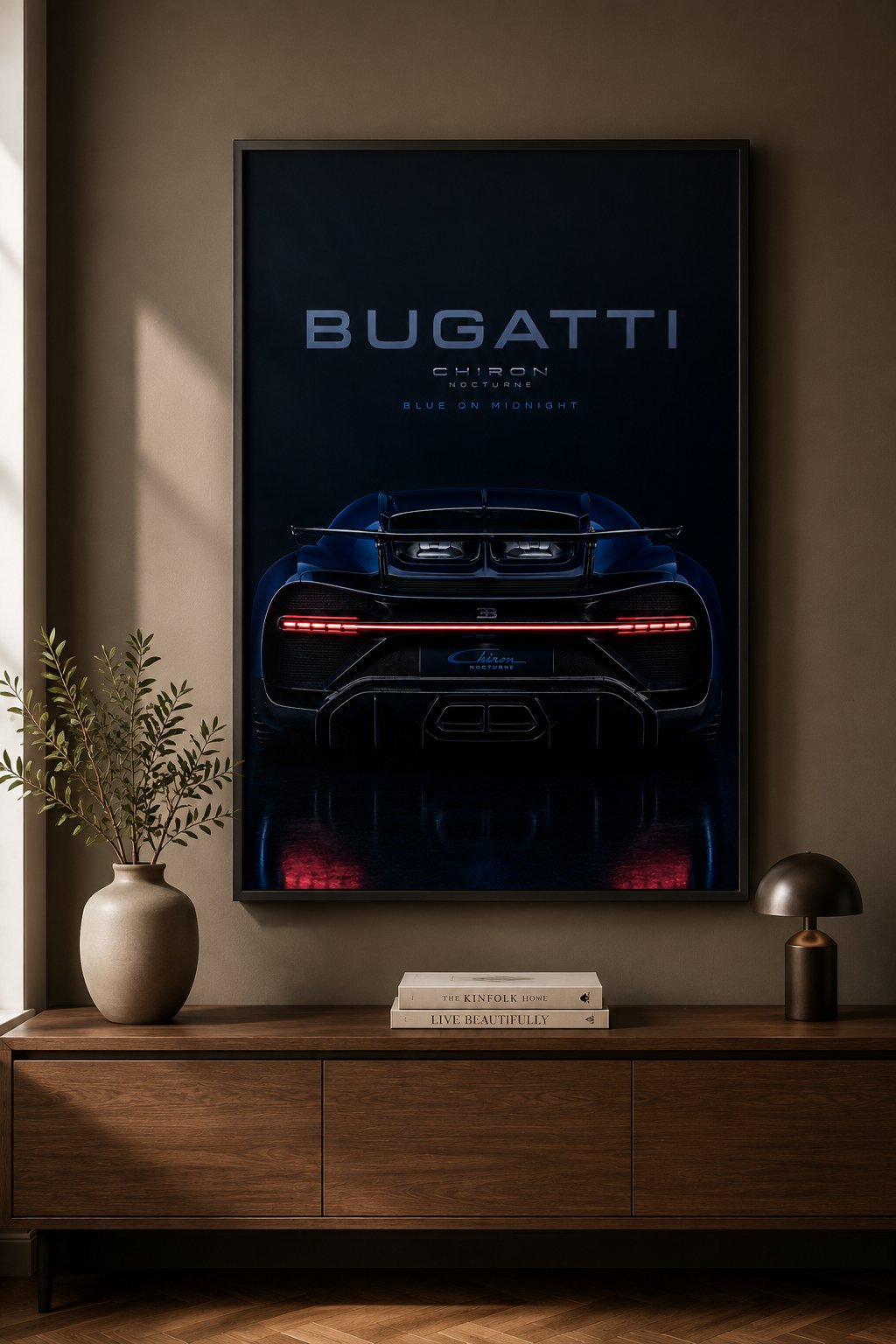 Chiron Nocturne Wall Art Print | Blue Midnight Hypercar Poster |