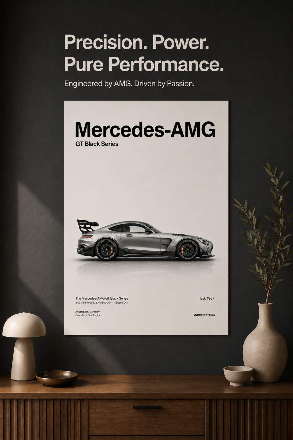 AMG GT Black Series Wall Art Print | Minimalist German Car Poster