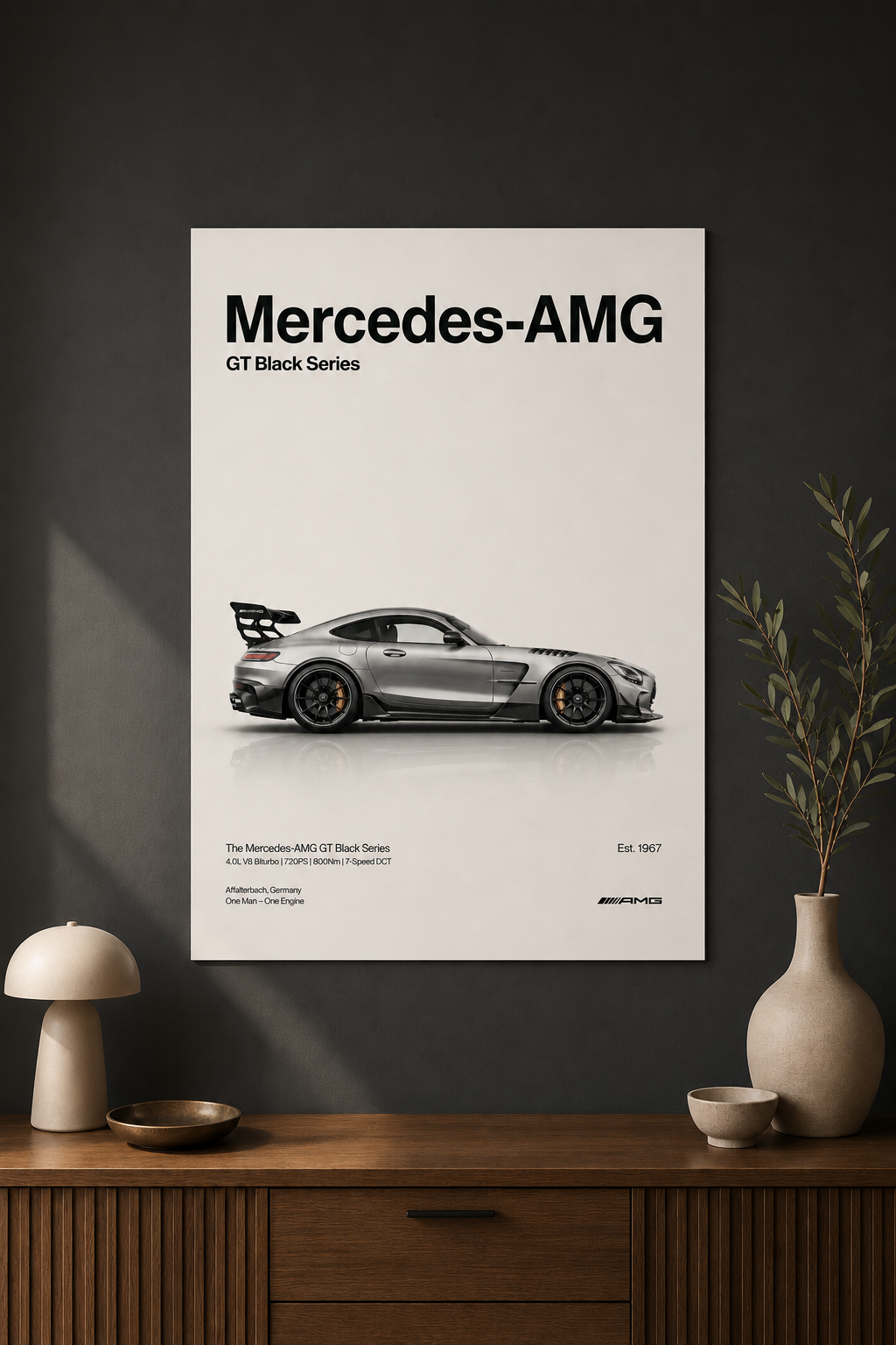 AMG GT Black Series Wall Art Print | Minimalist German Car Poster