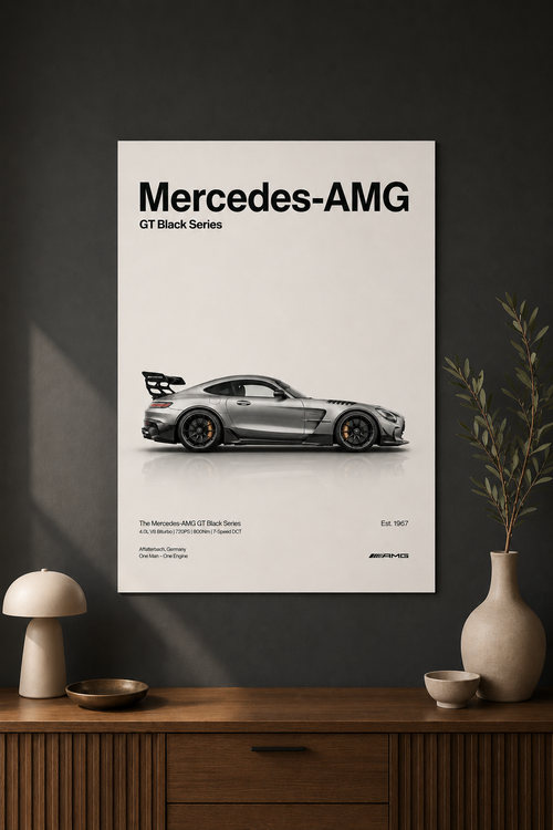 AMG GT Black Series Wall Art Print | Minimalist German Car Poster