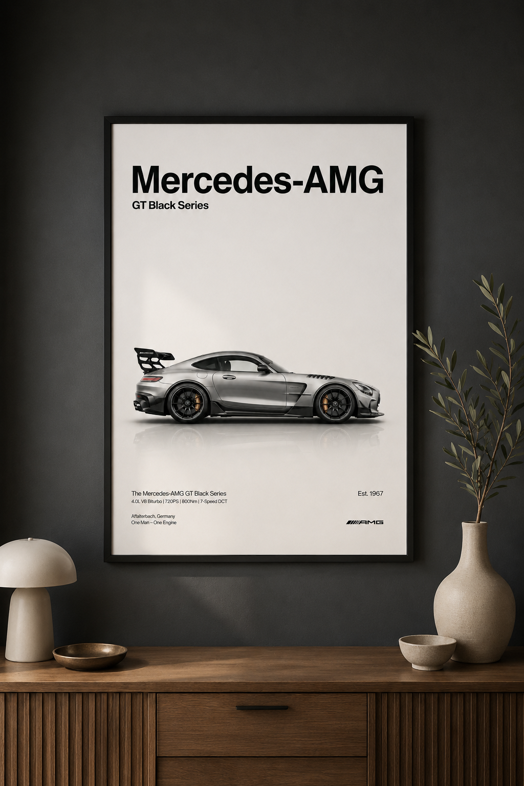 AMG GT Black Series Wall Art Print | Minimalist German Car Poster