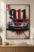Porsche 911 GT3 RS Blueprint Poster | Technical Race Wall Art | Car Gift