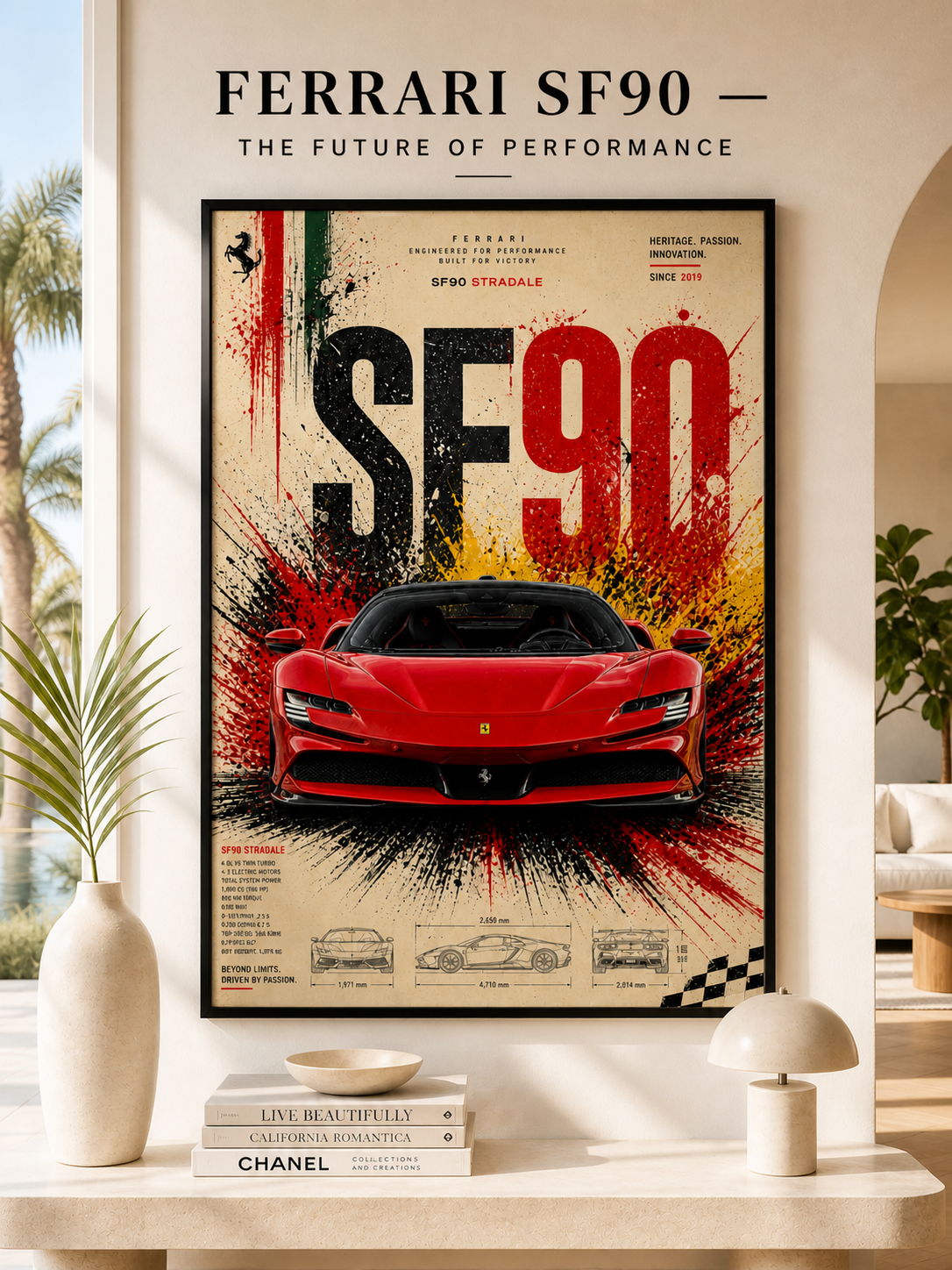 Ferrari SF90 Stradale Wall Art Print | Premium Supercar Poster