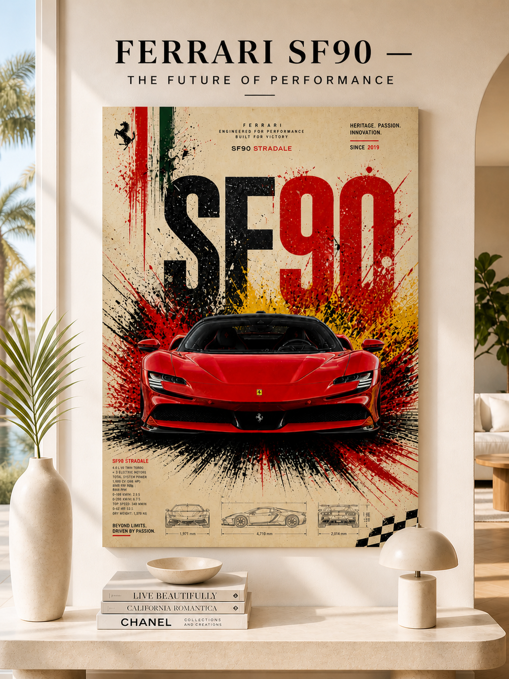 Ferrari SF90 Stradale Wall Art Print | Premium Supercar Poster