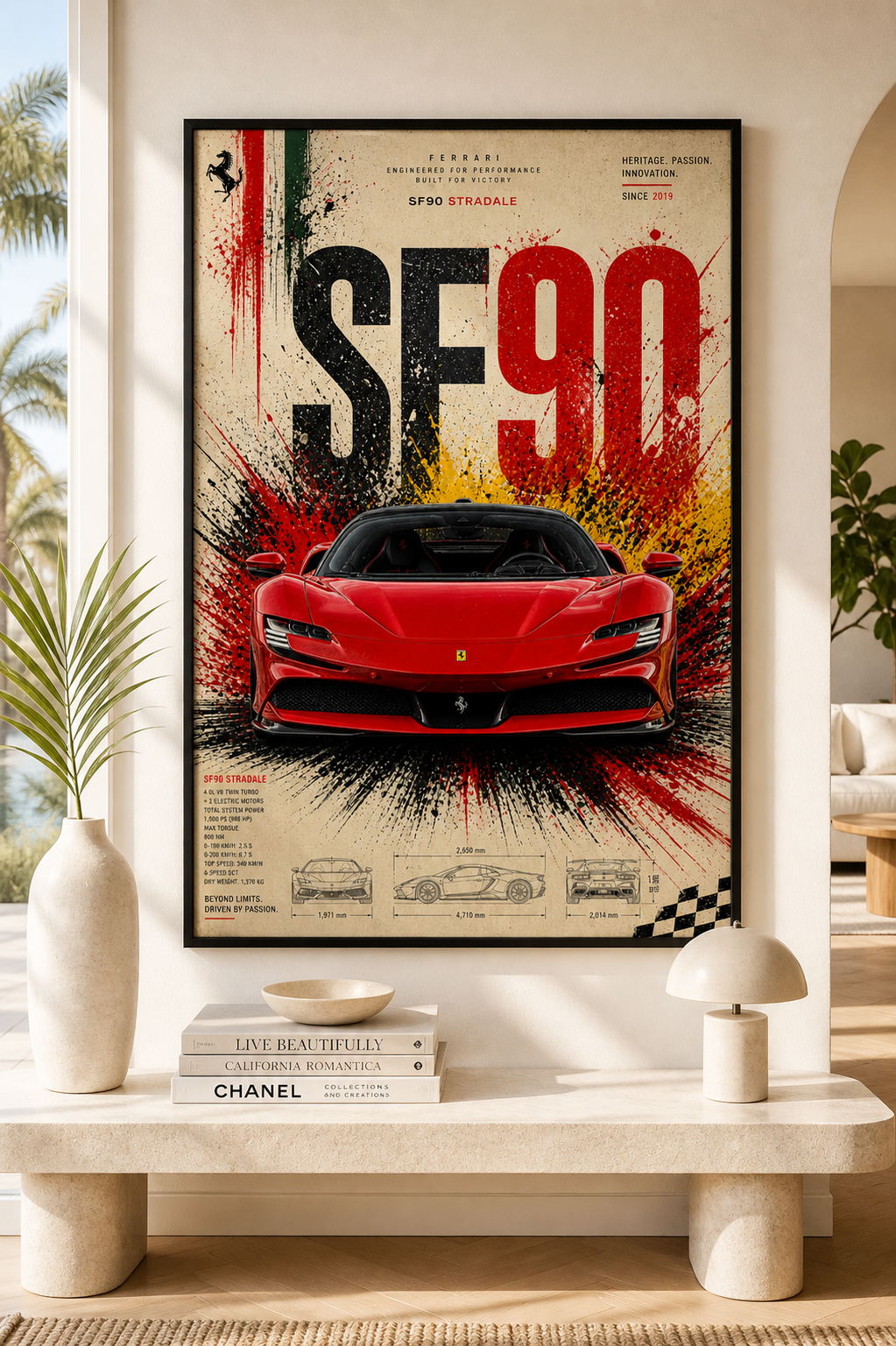 Ferrari SF90 Stradale Wall Art Print | Premium Supercar Poster