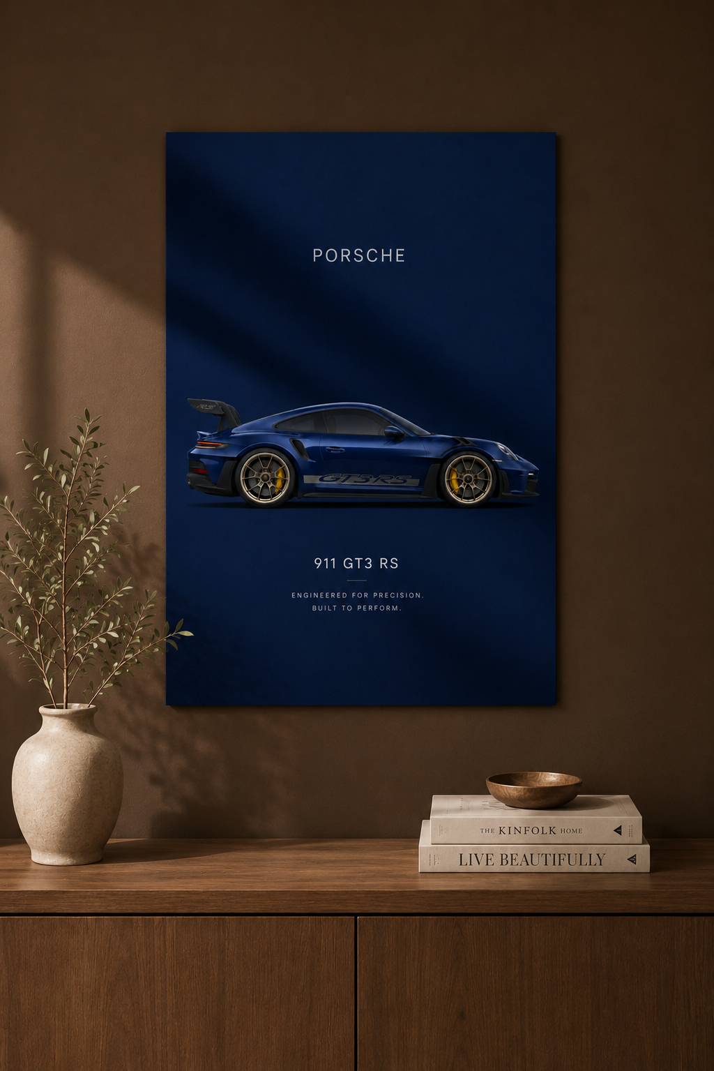 Porsche 911 GT3 RS Wall Art Print | Navy Blue Automotive Poster