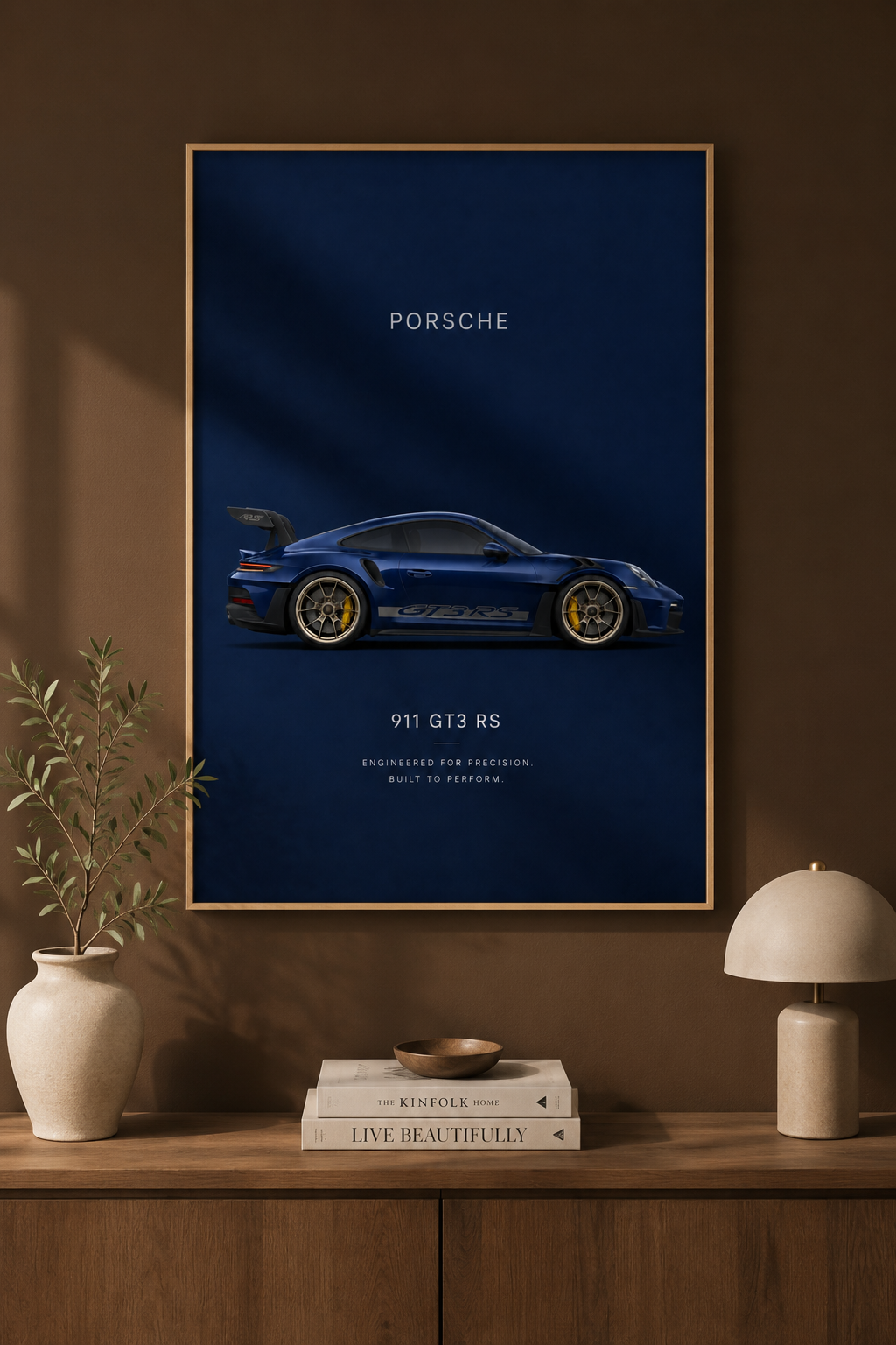 Porsche 911 GT3 RS Wall Art Print | Navy Blue Automotive Poster