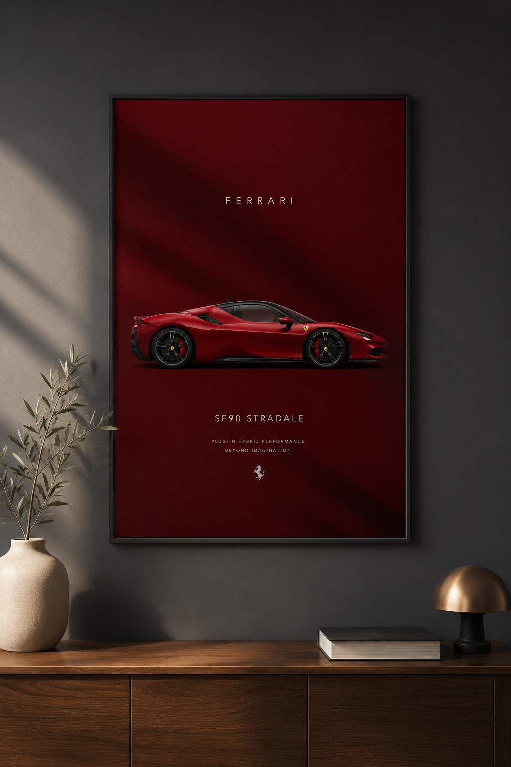 FERRARI SF90 Stradale Wall Art Print | Red Ferrari Poster