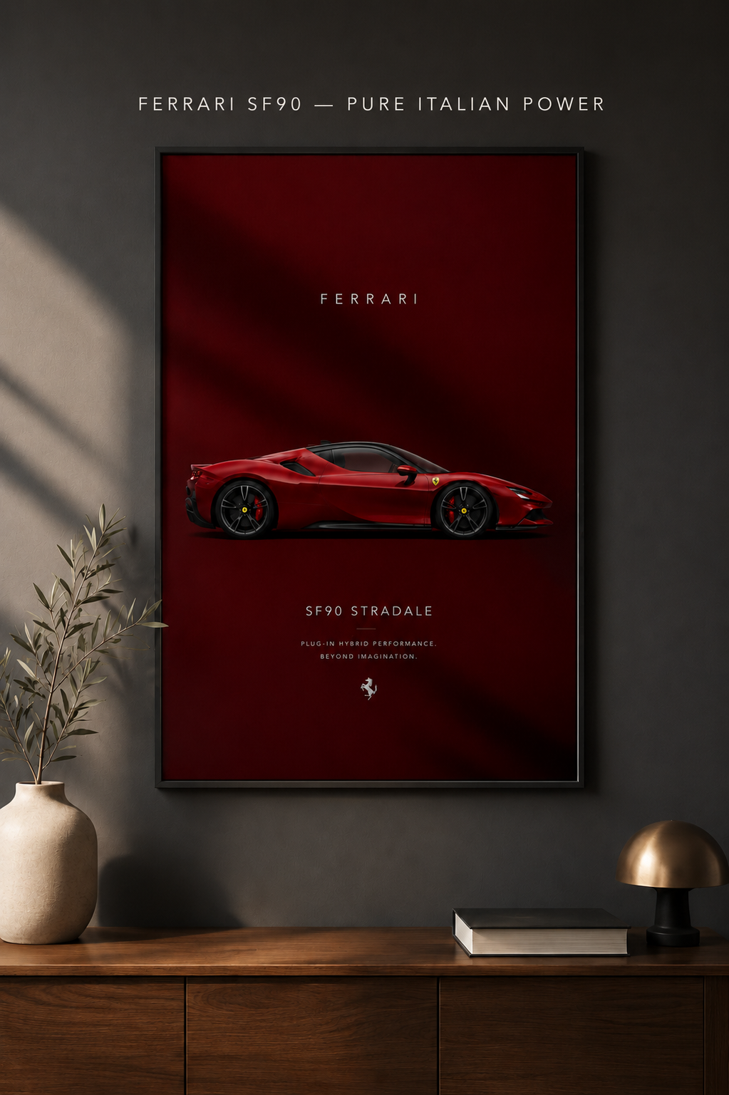 FERRARI SF90 Stradale Wall Art Print | Red Ferrari Poster