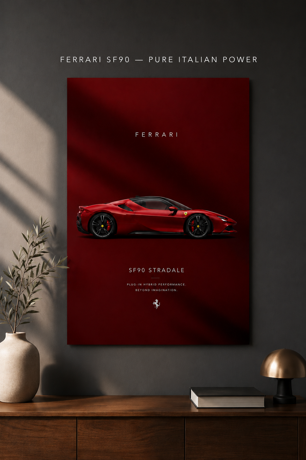FERRARI SF90 Stradale Wall Art Print | Red Ferrari Poster