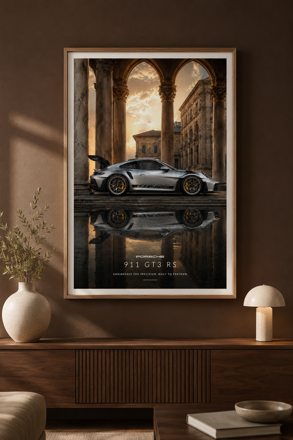 PORSCHE 911 GT3 RS Wall Art Print | Roman Architecture Supercar Poster