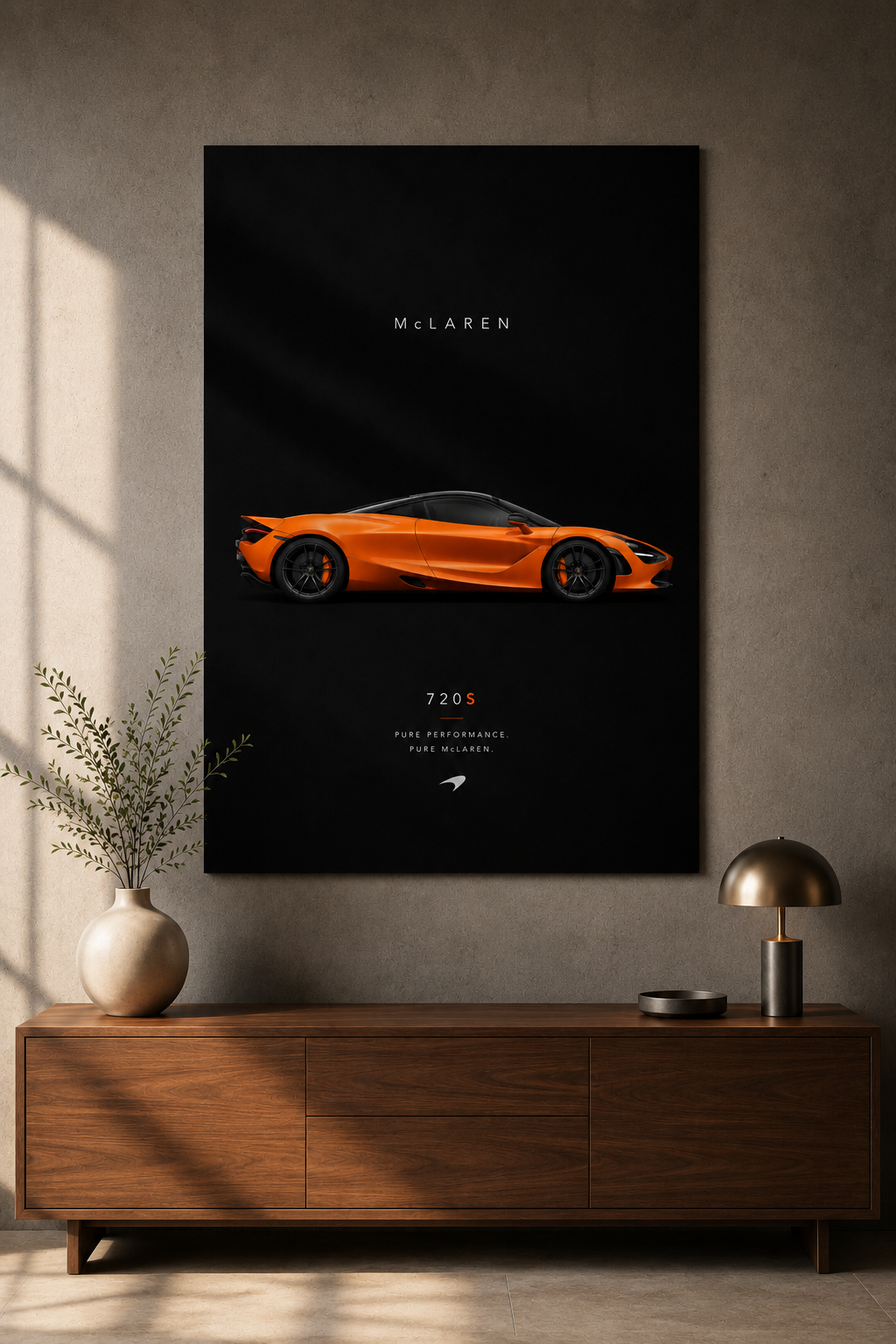 McLAREN 720S Wall Art Print | Papaya Orange Supercar Poster