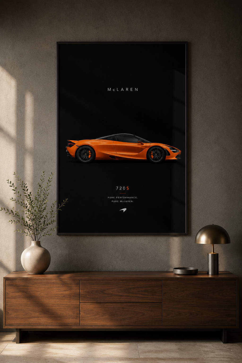 McLAREN 720S Wall Art Print | Papaya Orange Supercar Poster