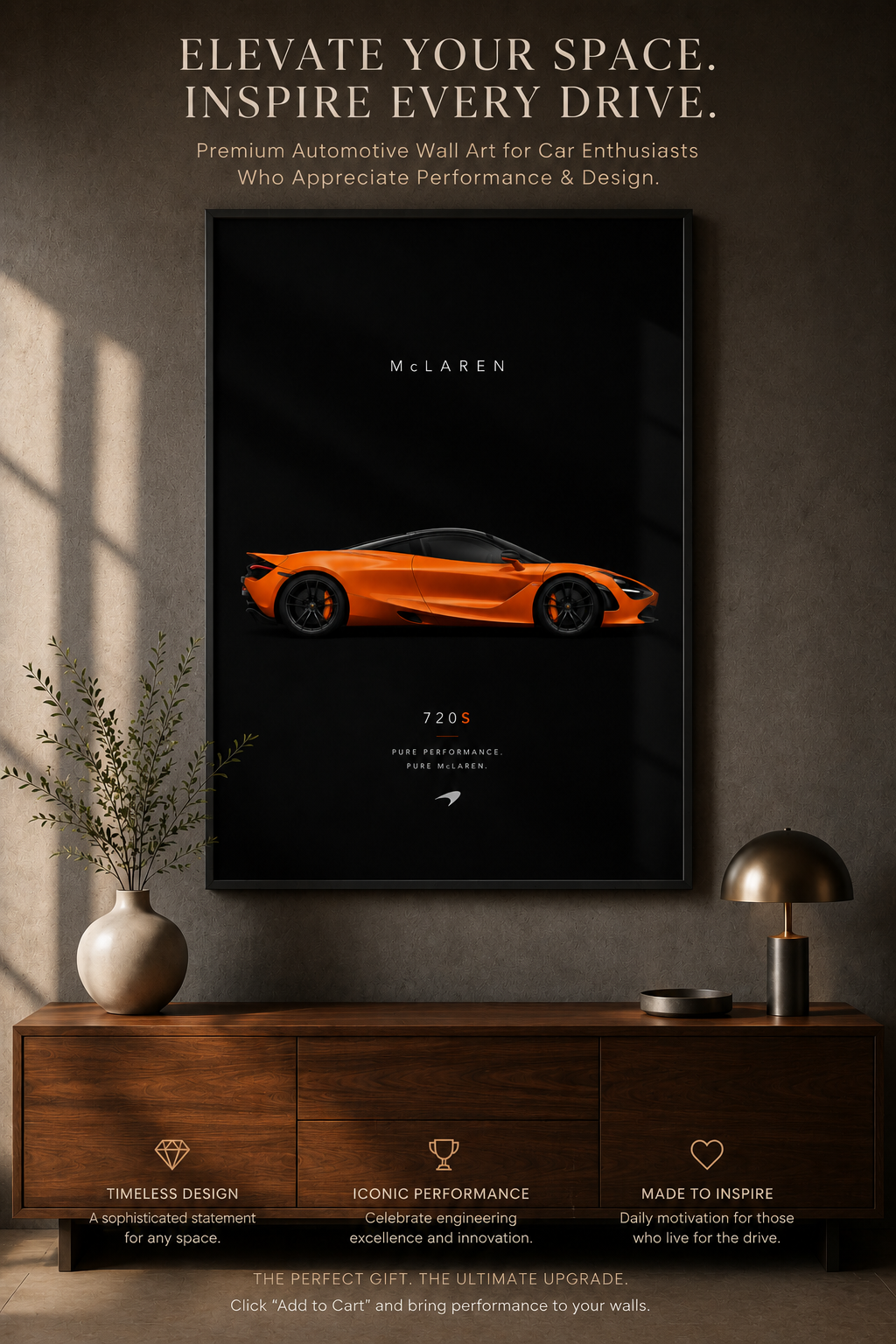 McLAREN 720S Wall Art Print | Papaya Orange Supercar Poster
