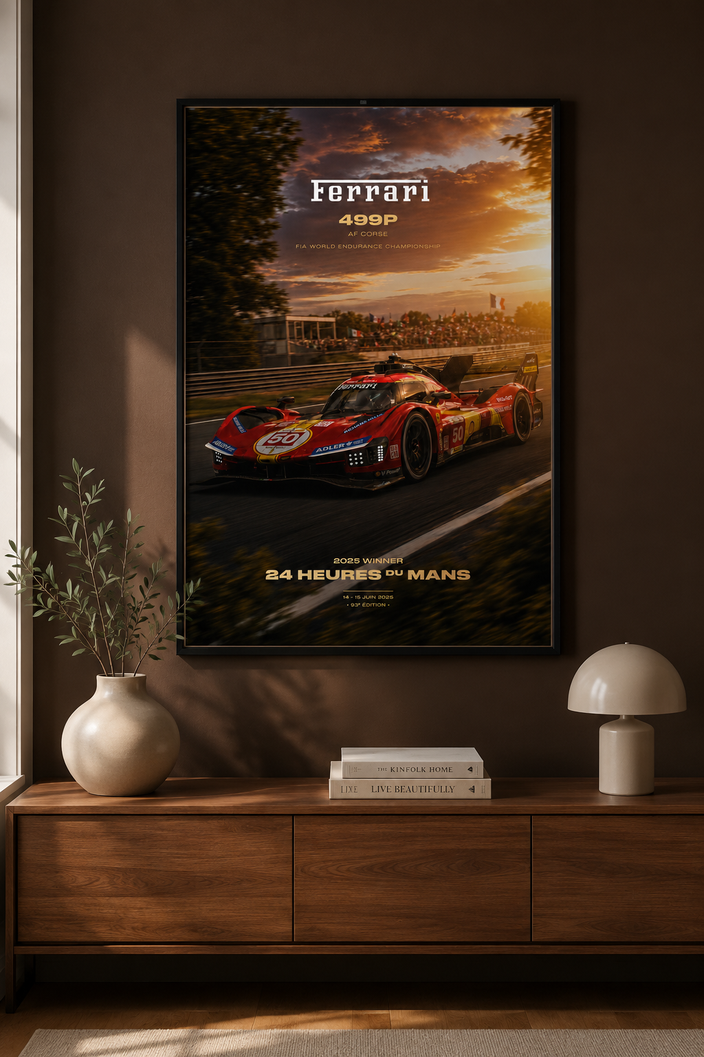 Ferrari 499P Le Mans Poster | 2023 Race Winner Wall Art | Hypercar Racing Print